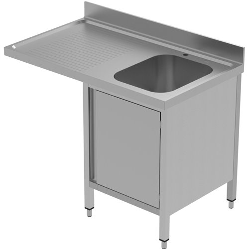 Commercial Sink for dishwashers with Cupboard 1 bowl Right Splashback 1200mm Depth 700mm | DA-VSCH127RBS