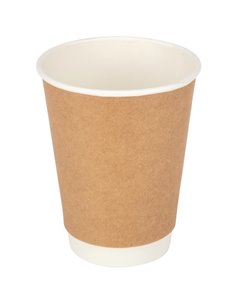 500pcs Compostable Coffee Cups Double wall 12oz/355ml Kraft | DA-DW12K
