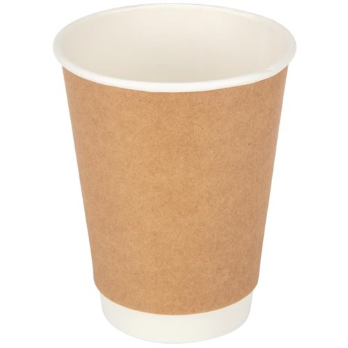 500pcs Compostable Coffee Cups Double wall 12oz/355ml Kraft | DA-DW12K