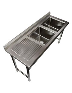 Commercial Sink Stainless steel 1700x600x900mm 2 bowls right Splashback | DA-ST245BR