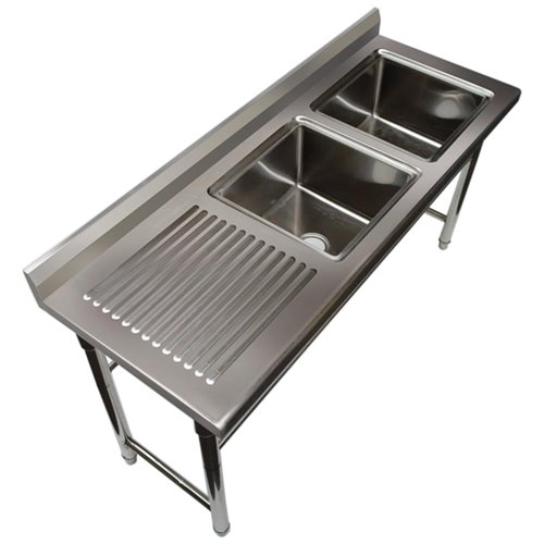 Commercial Sink Stainless steel 1700x600x900mm 2 bowls right Splashback | DA-ST245BR