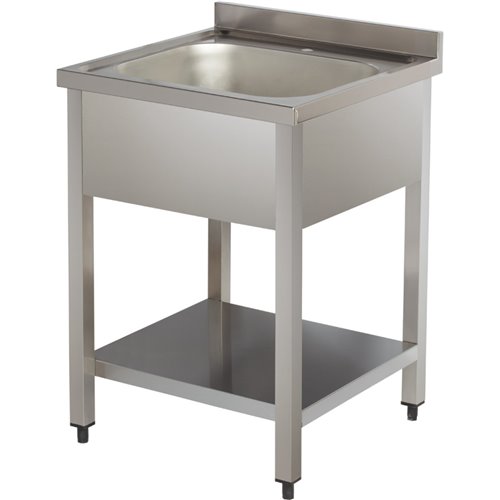 Commercial Sink Stainless steel 1 bowl Bottom shelf Splashback 700mm Depth 700mm | DA-VS77BS