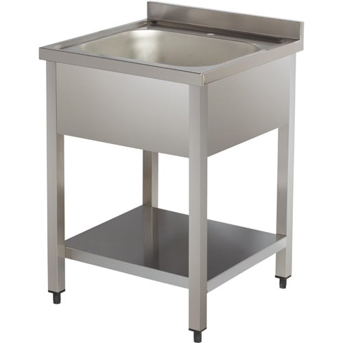 Commercial Sink Stainless steel 1 bowl Bottom shelf Splashback 800mm Depth 600mm | DA-VS86BS