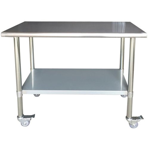 Commercial Mobile Work table Stainless steel Bottom shelf 1000x750x900mm | DA-WTG750X1000C