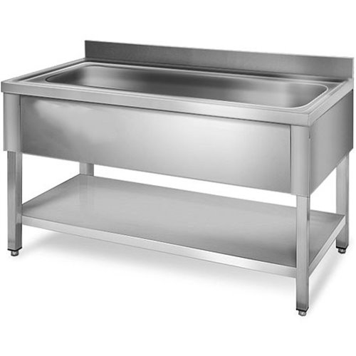 Commercial Pot Wash Sink Stainless steel 1 bowl Bottom shelf Splashback 1200mm Depth 700mm | DA-VS127BS