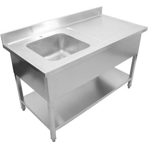 Commercial Sink Stainless steel 1 bowl Left Bottom shelf Splashback 1000mm Depth 600mm | DA-THSTR106BL1