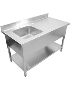Commercial Sink Stainless steel 1 bowl Left Bottom shelf Splashback 1000mm Depth 700mm | DA-THSTR107BL1