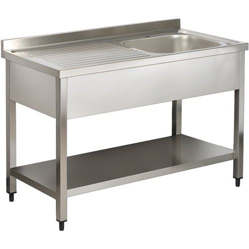 Commercial Sink Stainless steel 1 bowl Right Bottom shelf Splashback 1000mm Depth 600mm | DA-VS106RBS