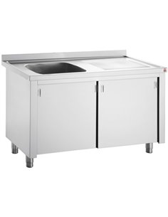 Commercial Sink with Cupboard Stainless steel 1 bowl Left Splashback Width 1000mm Depth 600mm | DA-VSC106LBS
