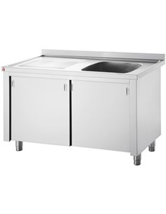Commercial Sink with Cupboard Stainless steel 1 bowl Right Splashback Width 1000mm Depth 600mm | DA-VSC106RBS