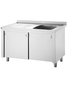 Commercial Sink with Cupboard Stainless steel 1 bowl Right Splashback Width 1000mm Depth 700mm | DA-VSC107RBS