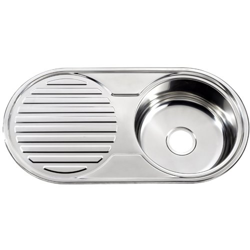 Rounded Drop In Single Basin Sink with Drainer Stainless Steel | DA-YTSR8644A