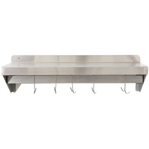 Wall shelf with Pot rack 6 hooks Stainless steel 600x300x254mm | DA-WHPR603025