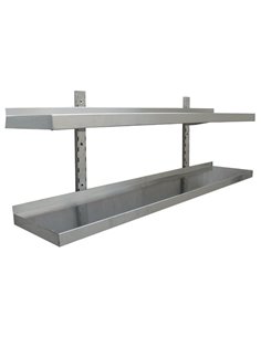 Wall shelf 2 levels 1400x300mm Stainless steel | DA-THWBS2R143