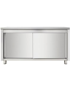 Commercial Worktop Floor Cupboard Sliding doors Stainless steel Width 1000mm Depth 700mm | DA-VTC107SL