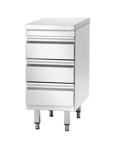 Commercial drawer cabinet Stainless steel 3 drawers Width 500mm Depth 700mm | DA-THSS3R57
