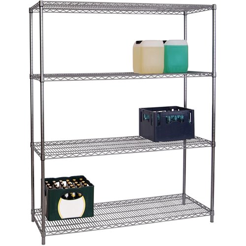 Commercial Shelving unit 4 tier 1000kg Width 1500mm Depth 450mm Chrome wire | DA-CR15045180A4