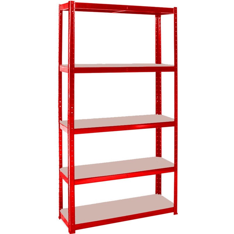 Commercial Heavy Duty Shelving Unit Painted steel Red 5 Shelves 875kg