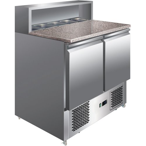 Pizza Prep Table 2 doors Stainless steel Pizza top 5xGN1/6 Depth 700mm | DA-THPS900