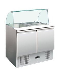 Saladette Glass top 900x700x1350mm 2 doors | DA-S900CG