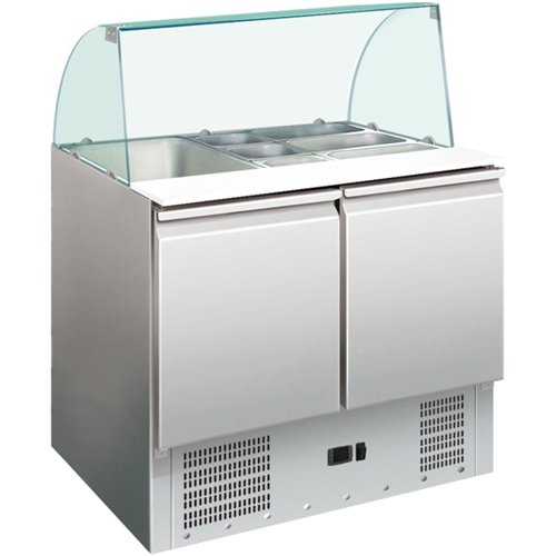 Saladette Glass top 900x700x1350mm 2 doors | DA-S900CG