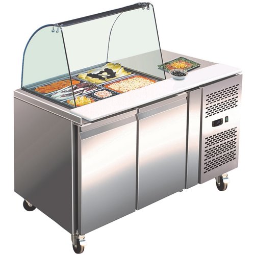 Saladette Prep Counter Glass top 1360x700x1365mm 2 doors | DA-SAL21