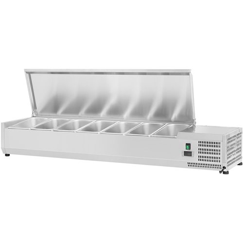 Refrigerated Servery Prep Top 1500mm 7xGN1/4 Depth 330mm Stainless steel lid | DA-EA15