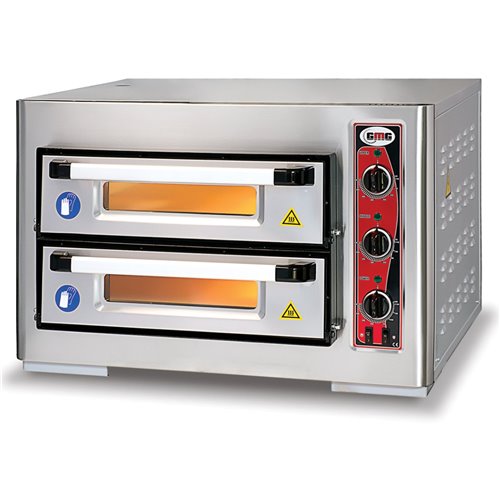 Electric Pizza Oven 2 chambers 500x500mm Capacity  4+4 pizzas at 10" 3 thermostats 230V/1 phase | DA-PF5050DE3