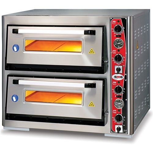 Electric Pizza Oven Premium Thermometer 2 chambers 700x1050mm Capacity 6+6 pizzas at 13" 230V/1 phase | DA-PF70105DET