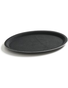 Non-Skid Serving Tray Fibreglass Oval 27"x22" Black | DA-FBR2722