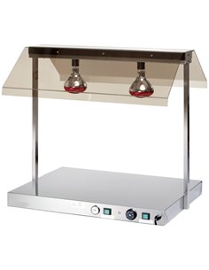 Buffet food warmer with gantry Stainless steel 2 infrared lamps Sneeze guards 2xGN1/1 | DA-WM2F