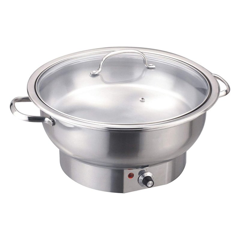 Chafing Dish Electric heating Round Glass lid Stainless steel 6 litres