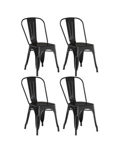 4pcs Bistro Dining Chair Steel Black Indoors | DA-WW60