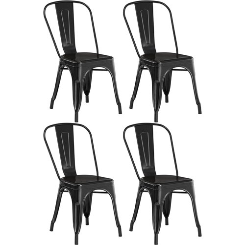4pcs Bistro Dining Chair Steel Black Indoors | DA-WW60