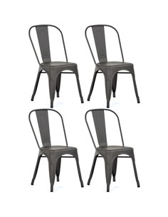 4pcs Bistro Dining Chair Steel Dark Grey Indoors | DA-WW60G