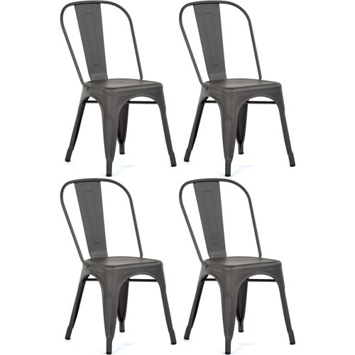 4pcs Bistro Dining Chair Steel Dark Grey Indoors | DA-WW60G
