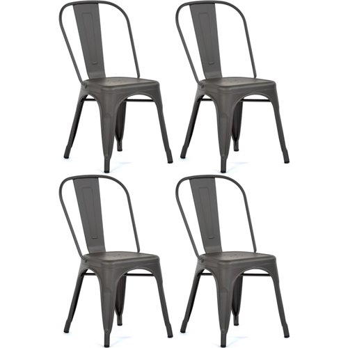 4pcs Bistro Dining Chair Steel Dark Grey Indoors | DA-WW60G