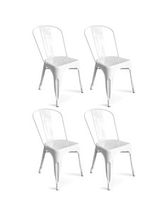 4pcs Bistro Dining Chair Steel White Indoors | DA-WW60W