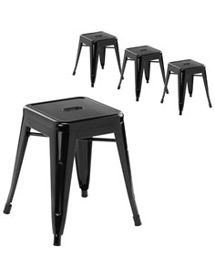 4pcs Bistro Low Stool Steel Black Indoors | DA-WW65