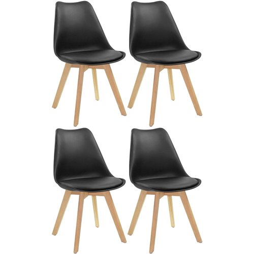 4pcs Side Dining Chair Padded seat Black | DA-WW003B
