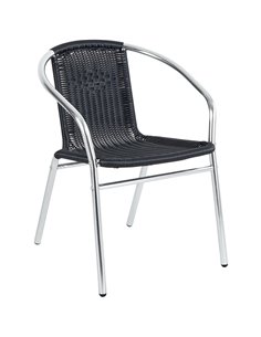 Bistro Arm Chair Aluminium & Black Wicker Indoors & Outdoors | DA-SC020