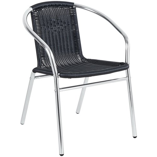 Bistro Arm Chair Aluminium & Black Wicker Indoors & Outdoors | DA-SC020