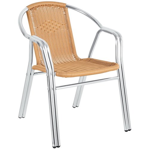 Bistro Arm Chair Aluminium & Natural Wicker Indoors & Outdoors | DA-SC029