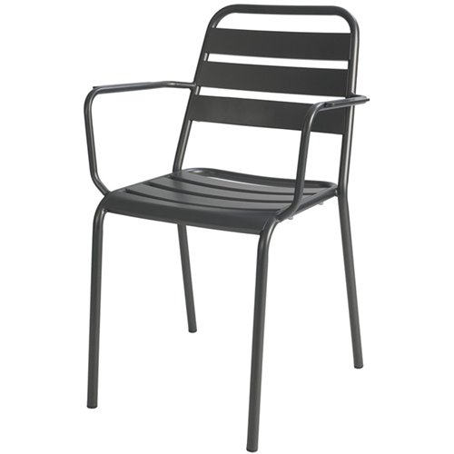 Bistro Arm Chair Steel Indoors Gun Metal | DA-GS60790ARMGM