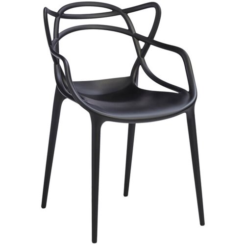 Bistro Dining Arm Chair Plastic Black Indoors & Outdoors | DA-WW023BLACK