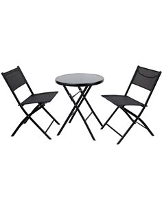 Folding Bisto Set Table & 2 Chairs Black | DA-SC120