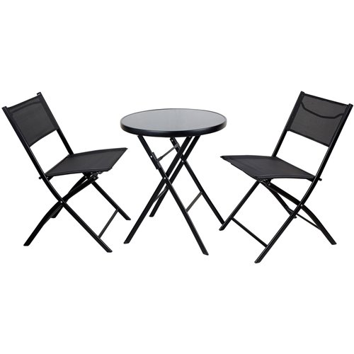 Folding Bisto Set Table & 2 Chairs Black | DA-SC120
