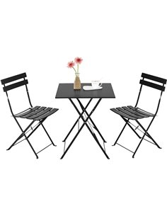 Folding Bisto Set Table & 2 Chairs Black | DA-WW178BLACK