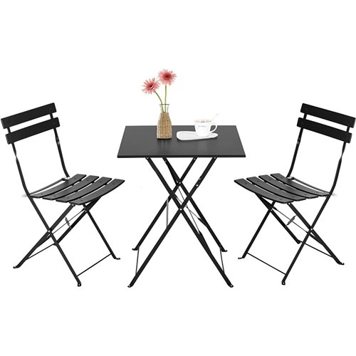 Folding Bisto Set Table & 2 Chairs Black | DA-WW178BLACK