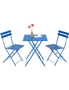 Folding Bisto Set Table & 2 Chairs Blue | DA-WW178BLUE